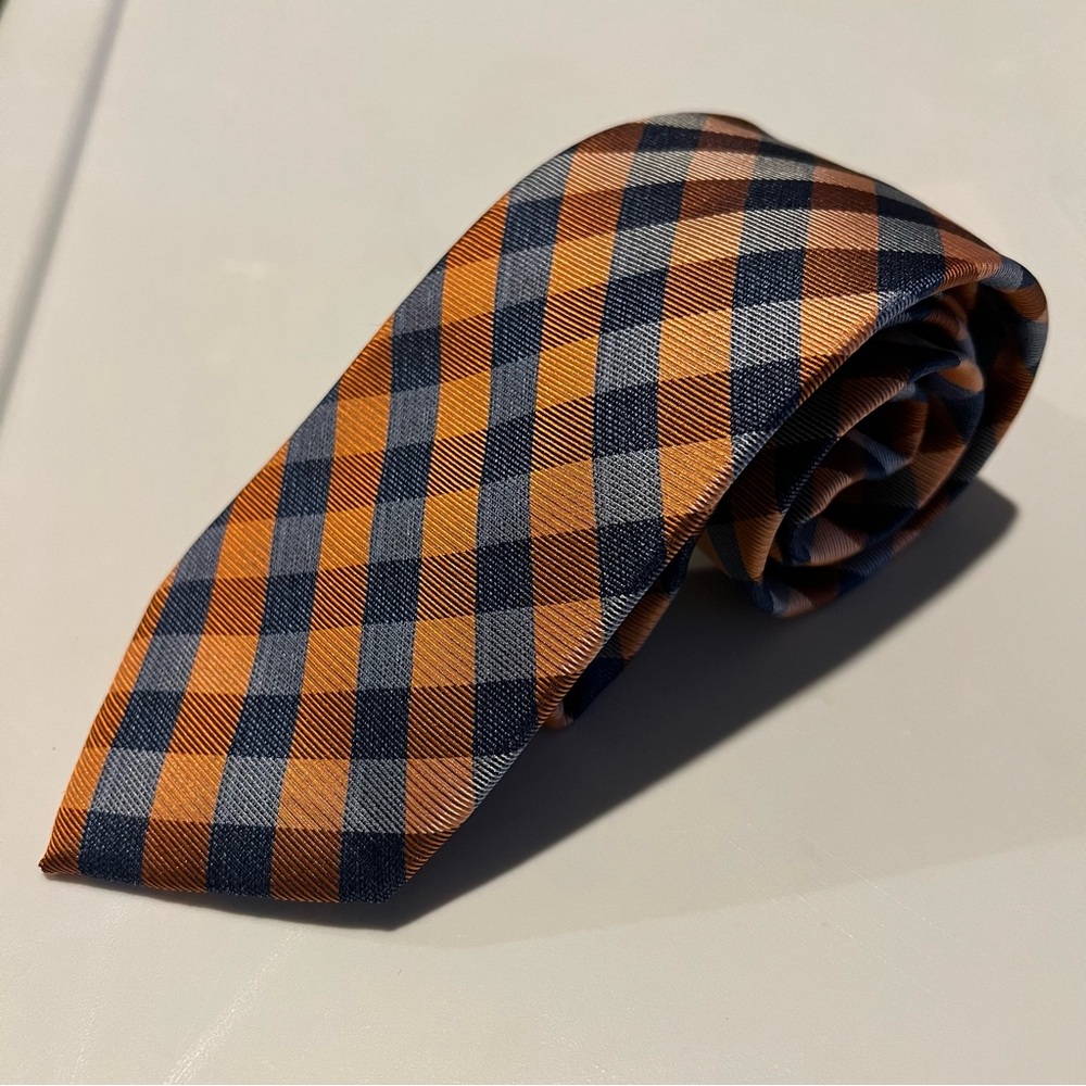 New Nautica Checkered Orange and Blue Tie
